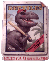 A Blending of Hobbies. Baseball card and dinosaur card combined.